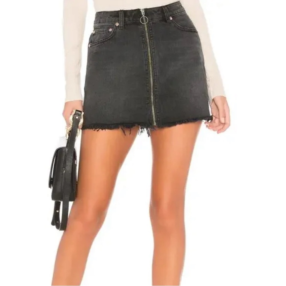 Free People Zip it Up Denim Skirt
